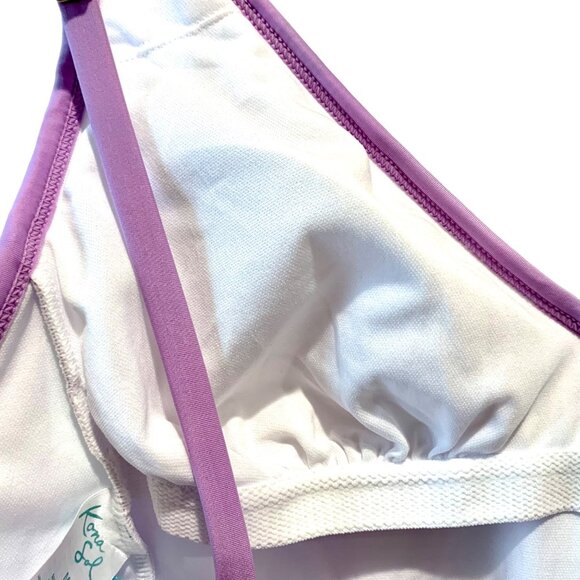 Kona Sol One Piece Purple Stripe Print V-Neck Adjustable Bathing Suit Size S - Picture 8 of 11